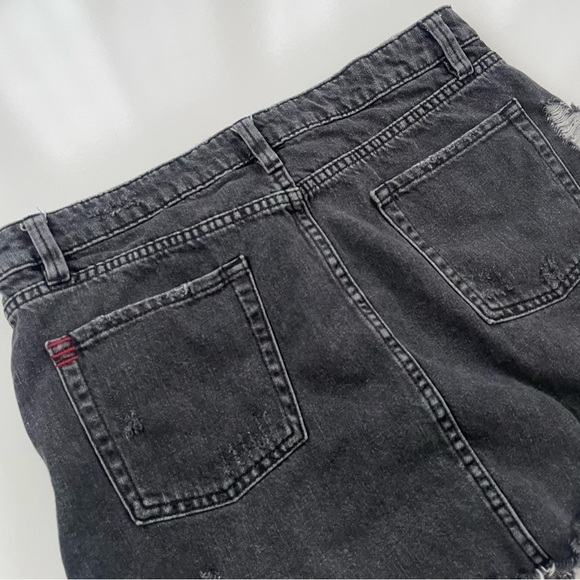 Urban Outfitters BDG Black Distressed Cutoff Asymmetrical Denim Mini Skirt LARGE - Picture 4 of 9